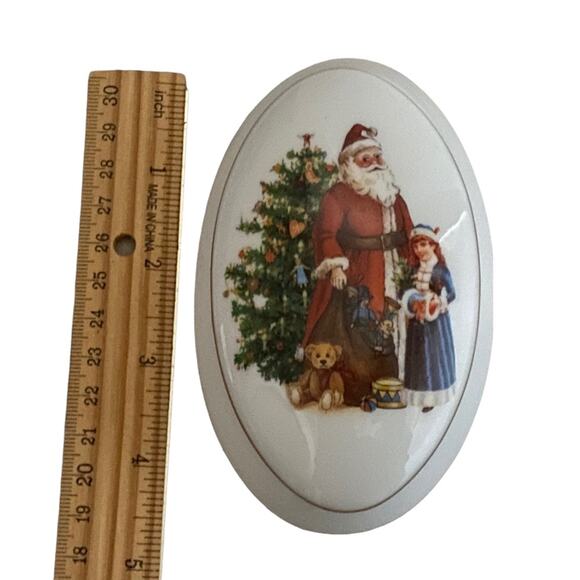 Reutter Santa Claus Lidded Trinket Box White Christmas Tree Germany Gift - Picture 11 of 14